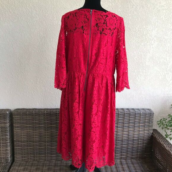 Lane Bryant Womens Dress Size 14 Red Lace Scalloped Edge Date Night Sexy NEW - Picture 3 of 7